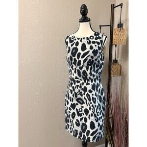 Ann Taylor Animal Print Dress Black White Sleeveless Size 6 NWT